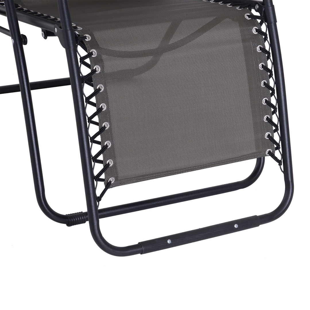 Zero Gravity Chair Metal Frame Texteline Armchair Outdoor Folding and Reclining Sun Lounger with Head Pillow for Patio Decking Gardens Camping, Grey