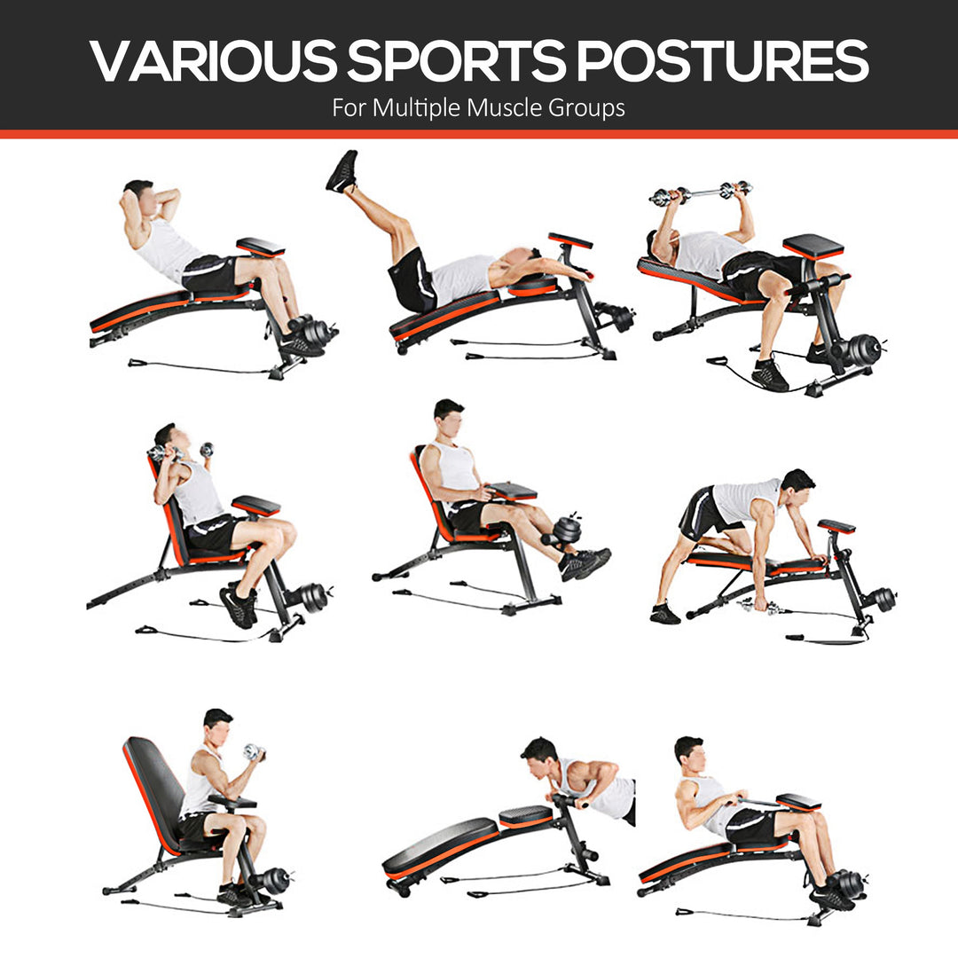 MCL Adjustable Reclined Dumbbell Bench Weight Lifting Set Folding Sit Up Ab Bench Home Training Gym Multiuse Workout Exercise Fitness with 2 x 4kg Dumbbells