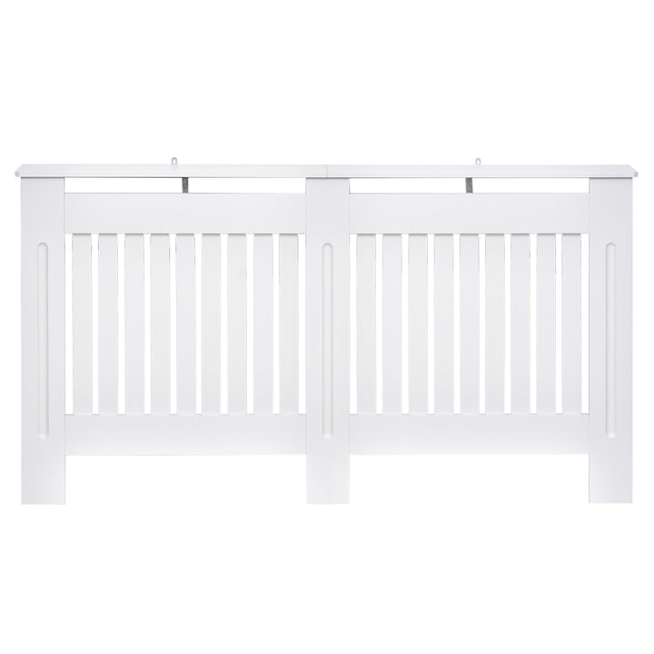 HOMCOM Slatted Radiator Cover Painted Cabinet MDF Lined Grill in White (152L x 19W x 81H cm)