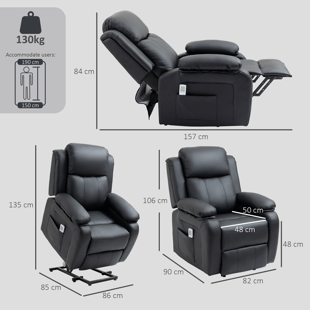 Riser and Recliner Chair with Vibration Massage, PU Leather Power Lift