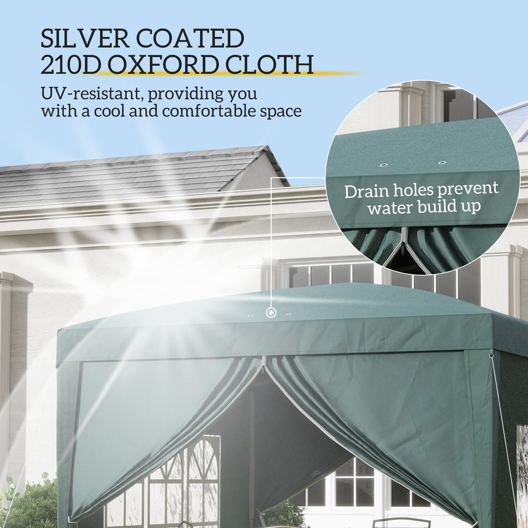 3 x 3m Pop Up Gazebo, Wedding Party Canopy Tent Marquee with Carry Bag and Windows, Green