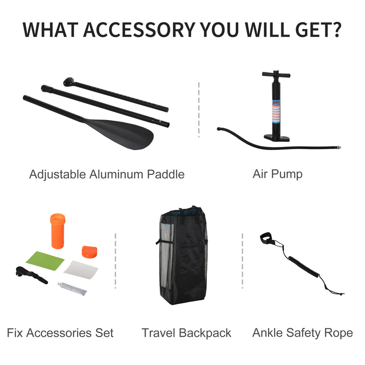 HOMCOM SUP Accessory Set with Carry Bag, Adjustable Paddle, Pump, Leash for Inflatable Paddle Board