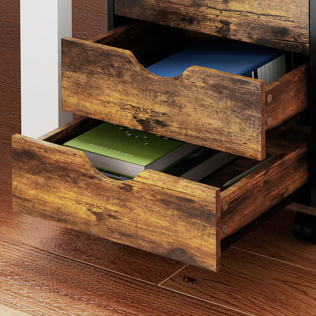 Five-Drawer Filing Cabinet - Rustic Brown