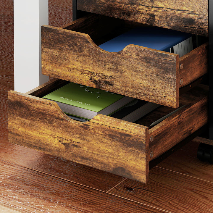Five-Drawer Filing Cabinet - Rustic Brown