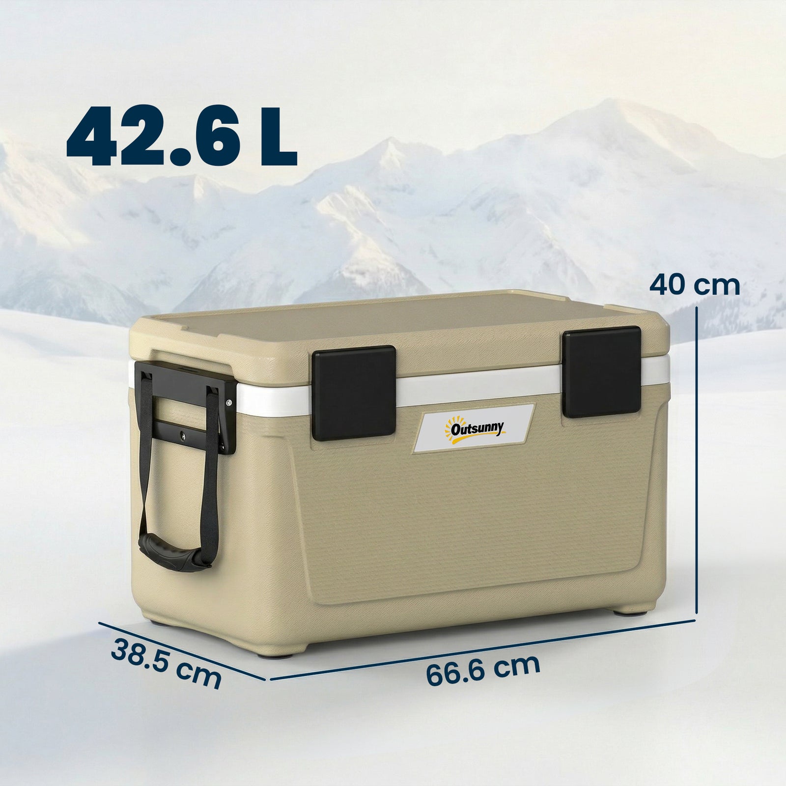 42.6L Insulated Cool Box, Lightweight Portable Ice Cooler with Handle,