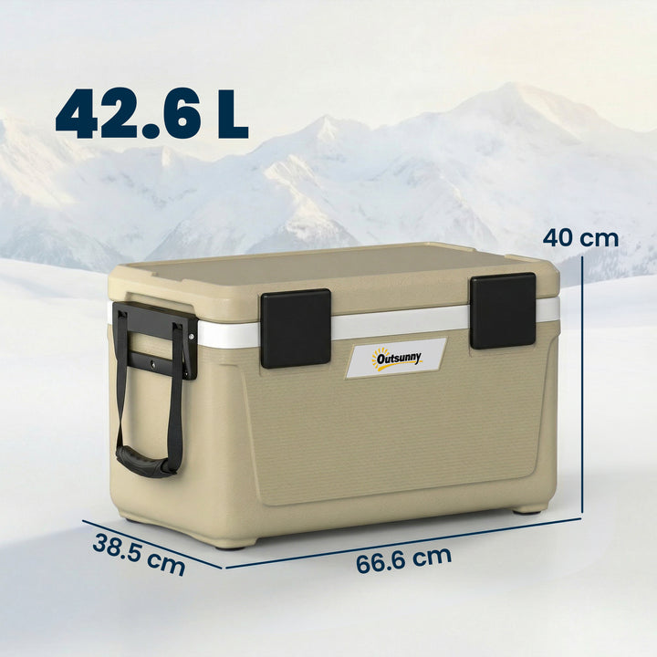 42.6L Insulated Cool Box, Lightweight Portable Ice Cooler with Handle,