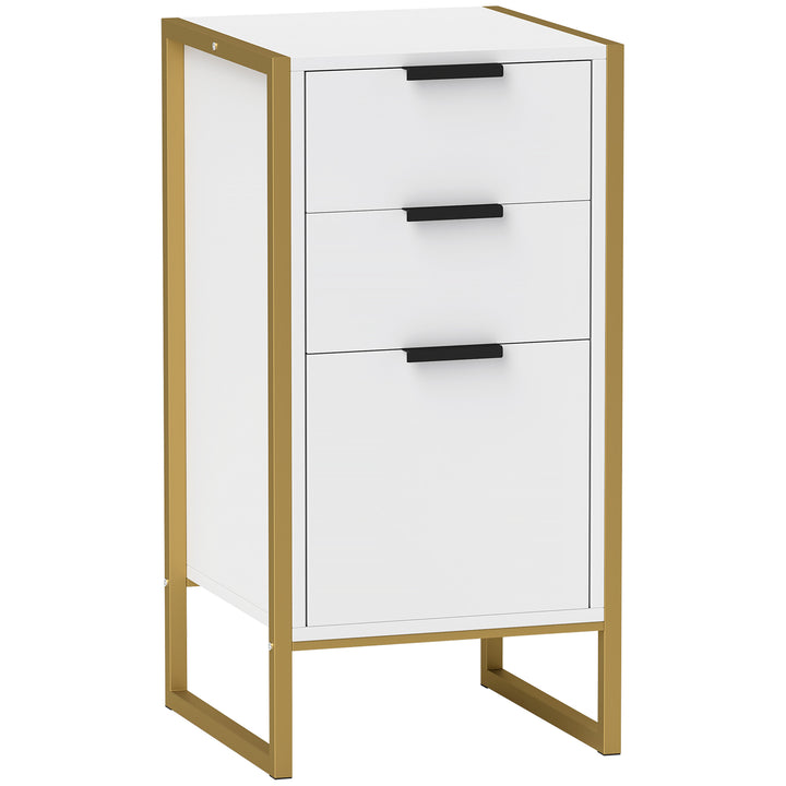 Bedroom Chest of Drawers, Industrial 3-Drawer Dresser, Storage Drawers Unit with Metal Frame for Living Room, White