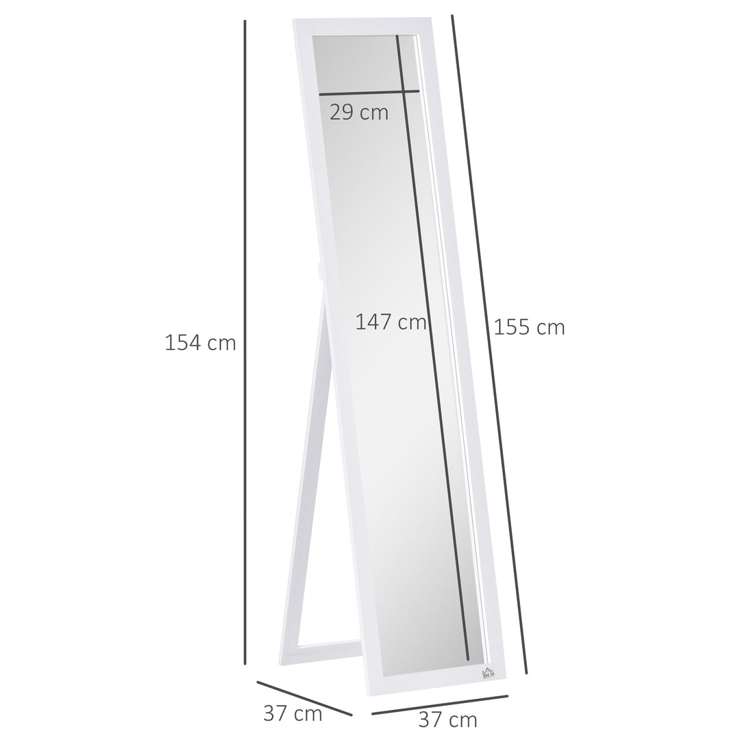MCL Full Length Mirror for Bedroom, Free Standing Dressing Mirror, Wall Mirror for Living Room, 37 x 154 cm, White