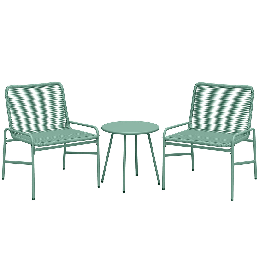 3 Piece Rattan Bistro Set, Outdoor Garden Furniture Set with 2 Chairs,