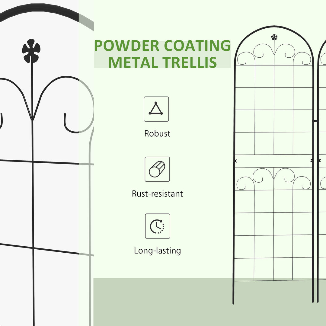 Metal Trellis Set of 2, Garden Trellis for Climbing Plants Support Frames, Floral Design