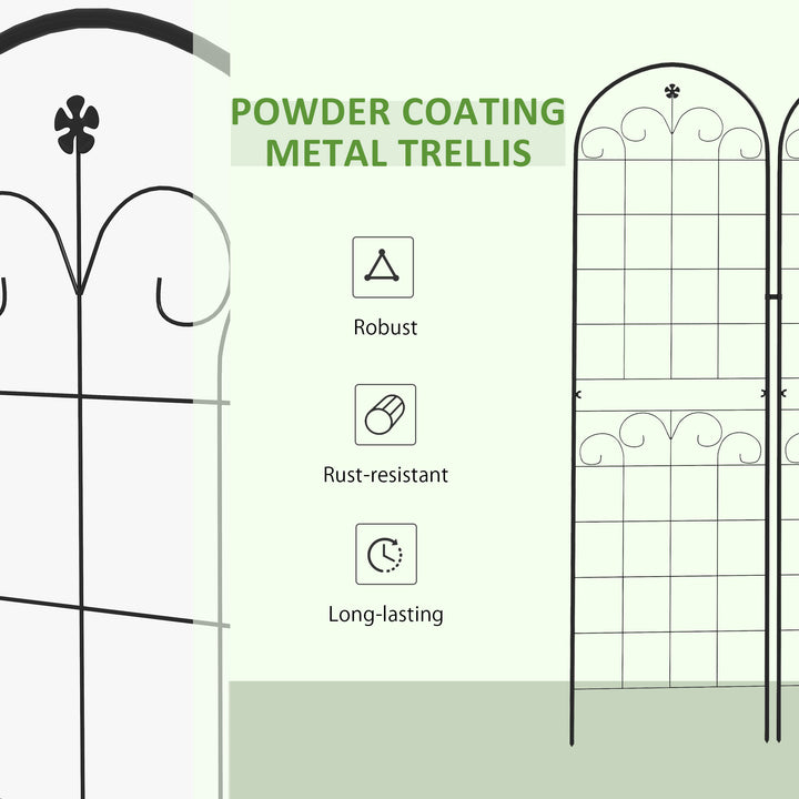 Metal Trellis Set of 2, Garden Trellis for Climbing Plants Support Frames, Floral Design