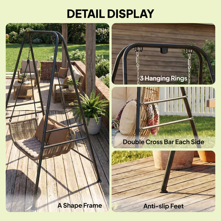 Hammock Chair Stand Only, 150KG Load Capacity, for Indoor Outdoor, Bla