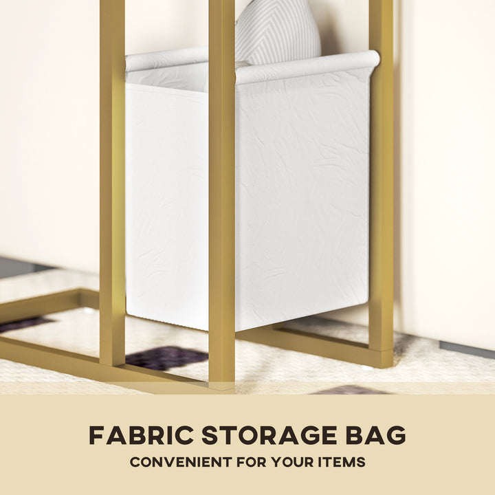C Shaped Side Table with Charging Station and Faux Marble Top - White