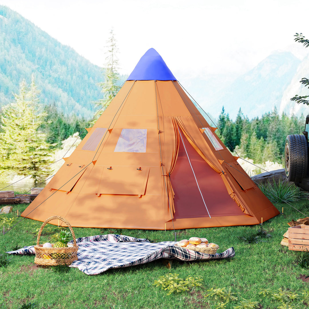 6 Men Tipi Tent with Carry Bag - Orange