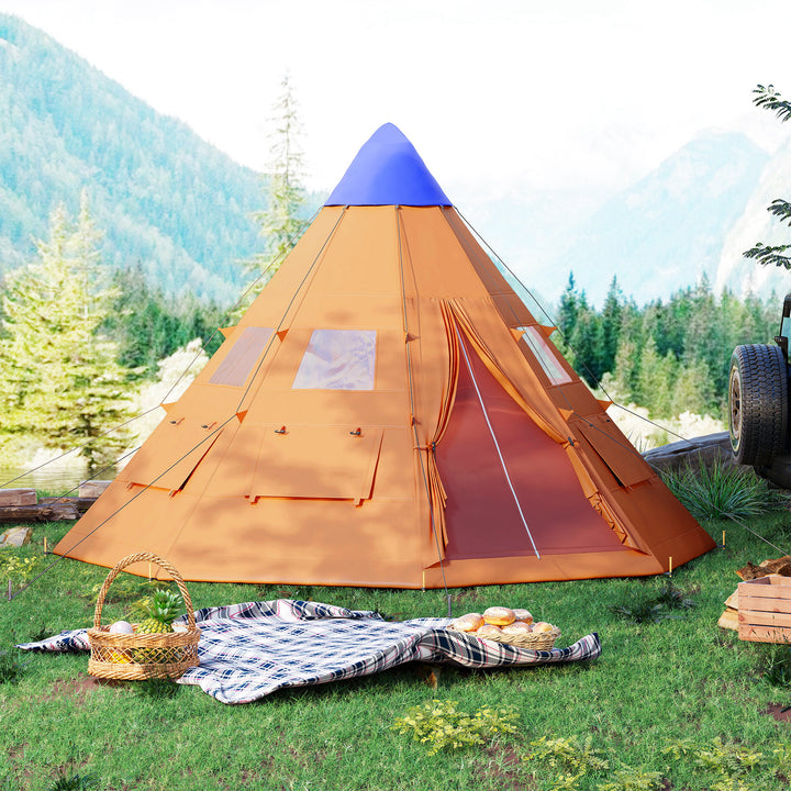 6 Men Tipi Tent with Carry Bag - Orange