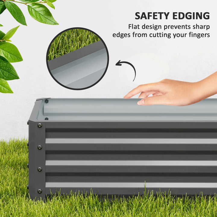 Set of Two 110 x 50cm Steel Planter Boxes - Light Grey
