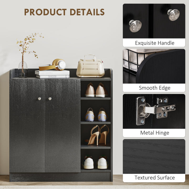 Shoe Storage Cabinet with Adjustable Shelves - Black