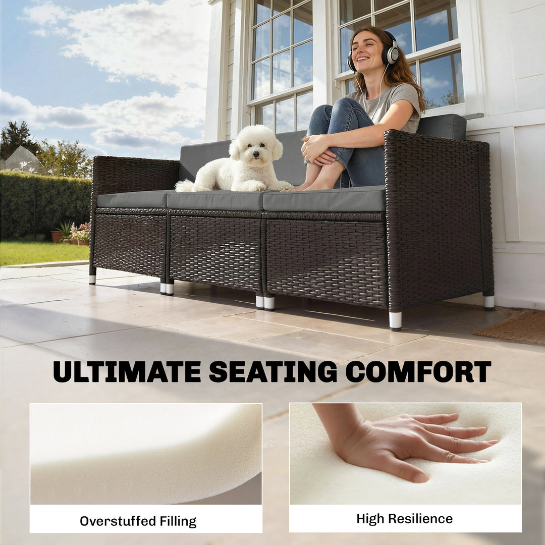 7-Piece Patio Furniture Cushions, Outdoor Loveseat Cushion with Remova