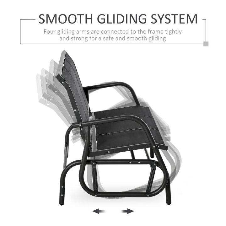3-Seat Glider Rocking Chair for 3 People Garden Bench Patio Furniture Metal Frame, Black