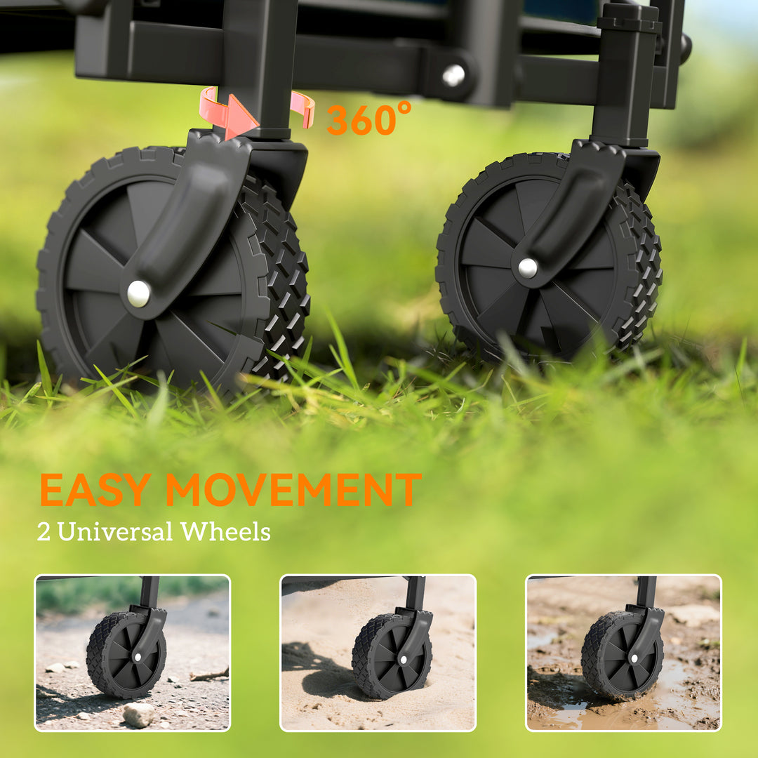 41L Festival Trolley on Wheels, Small Garden Folding Trolley Cart, 60kg Heavy Duty Collapsible Folding Wagon with Adjustable Handle and Carrying Bag for Beach, Camping, Festival, Blue