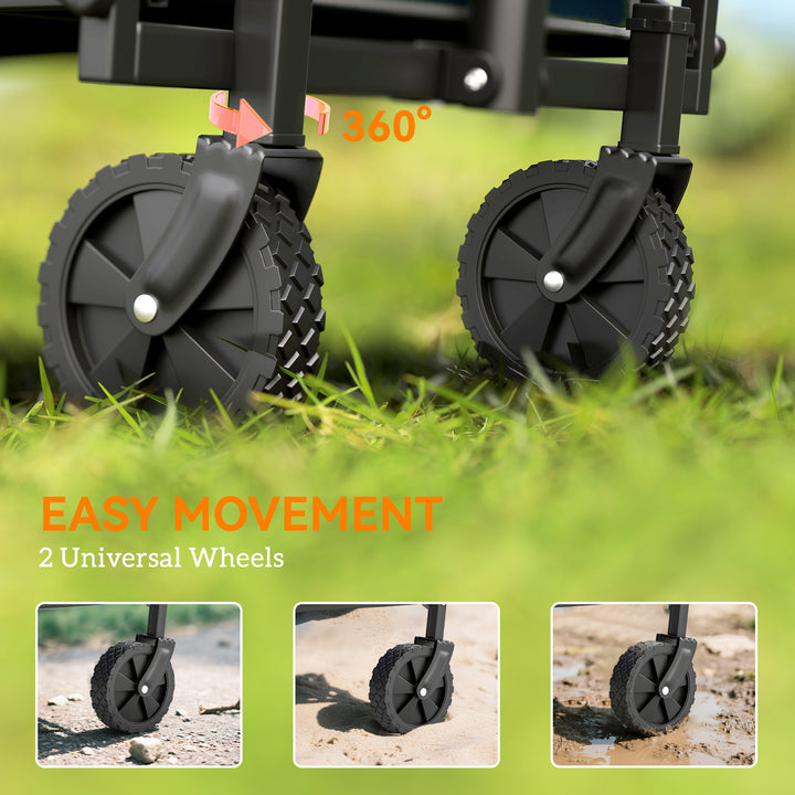 41L Festival Trolley on Wheels, Small Garden Folding Trolley Cart, 60kg Heavy Duty Collapsible Folding Wagon with Adjustable Handle and Carrying Bag for Beach, Camping, Festival, Blue