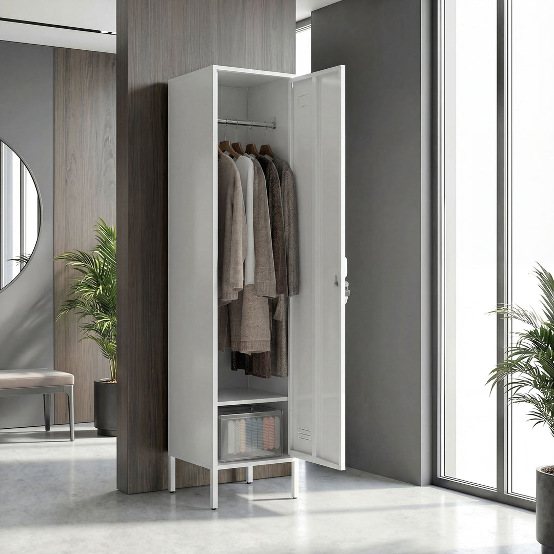 Metal Locker Cabinet with Hanging Rod, Lock and Key, Single Locker - view 2