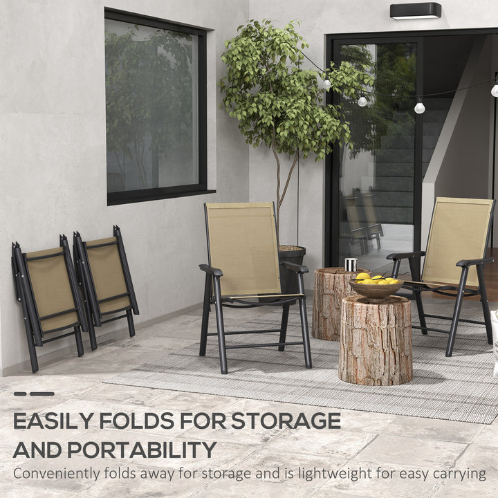 Set of Four Folding Garden Chairs - Light Brown