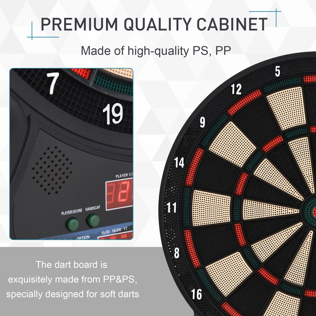 Electronic Hanging Dartboard LED Digital Score Set 27 Games and 202 Variations with 12 Soft Tip Darts