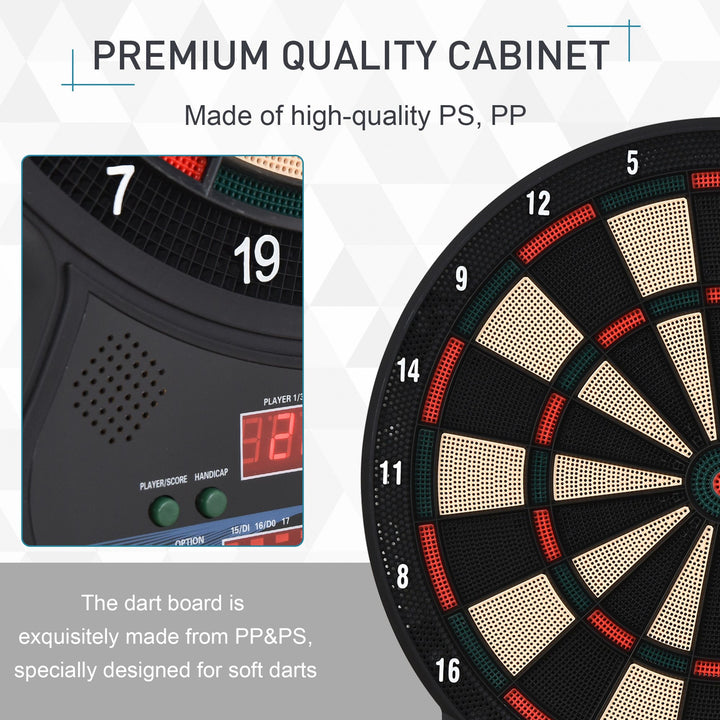 Electronic Hanging Dartboard LED Digital Score Set 27 Games and 202 Variations with 12 Soft Tip Darts