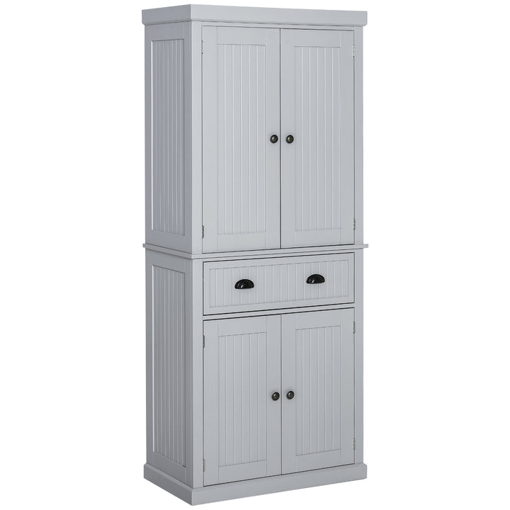 HOMCOM Traditional Kitchen Cupboard Freestanding Storage Cabinet with Drawer, Doors and Adjustable Shelves, Grey