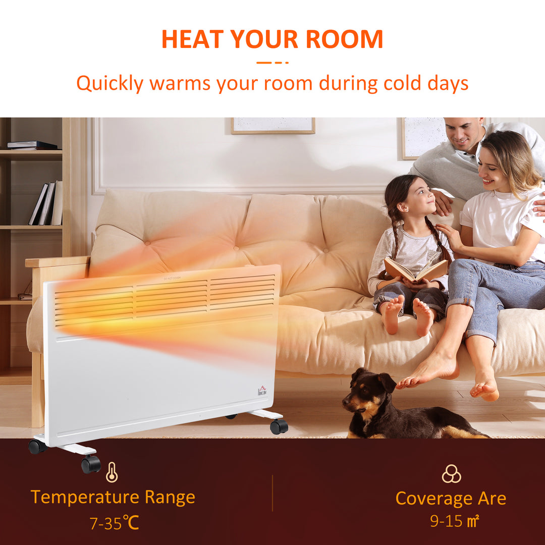 MCL POWER Convector Radiator Freestanding or Wall-mounted Heating with 2 Heat Settings Safety Cut-Off, White