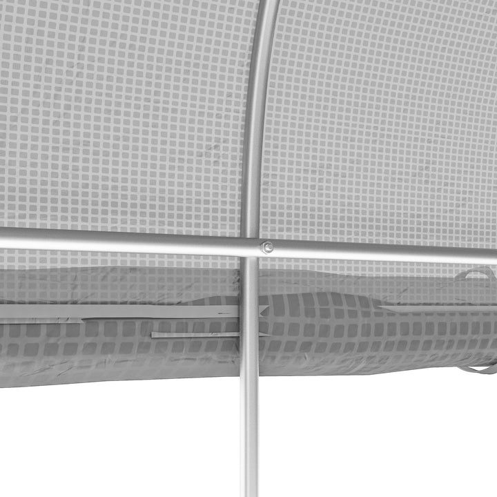 3 x 2(m) Walk-in Polytunnel Greenhouse, Zipped Roll Up Sidewalls, Mesh Door, 6 Mesh Windows, Tunnel Warm House Tent with PE Cover, Complimentary Plant Labels and Gloves, White