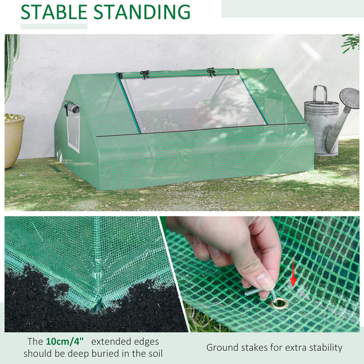 Mini Greenhouse, Portable Garden Small Greenhouse with Zipped Windows and Door, 180 x 140 x 80cm, Dark Green