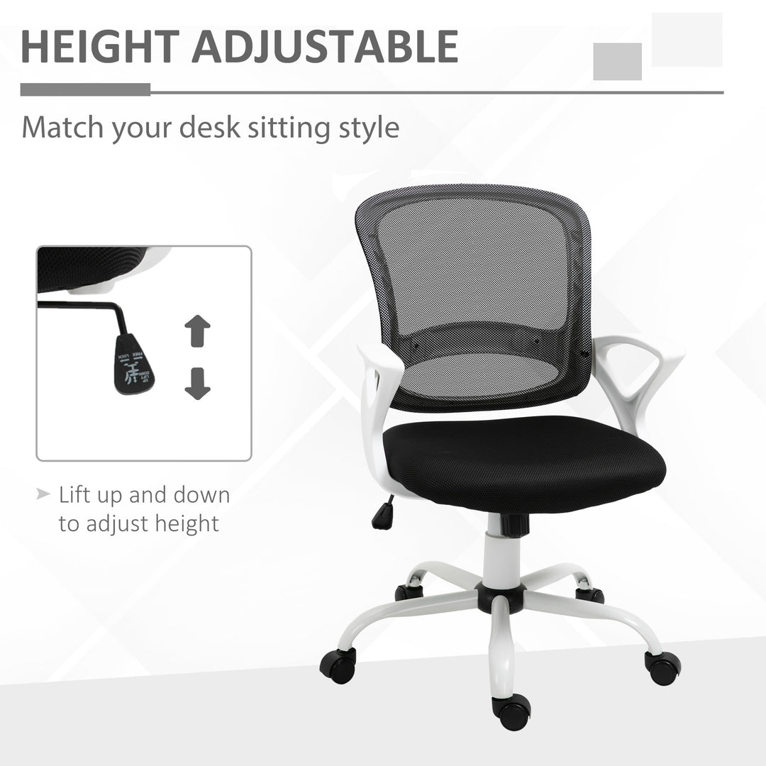 Vinsetto Office Chair Mesh Swivel Desk Chair with Lumbar Back Support Adjustable Height Armrests Black