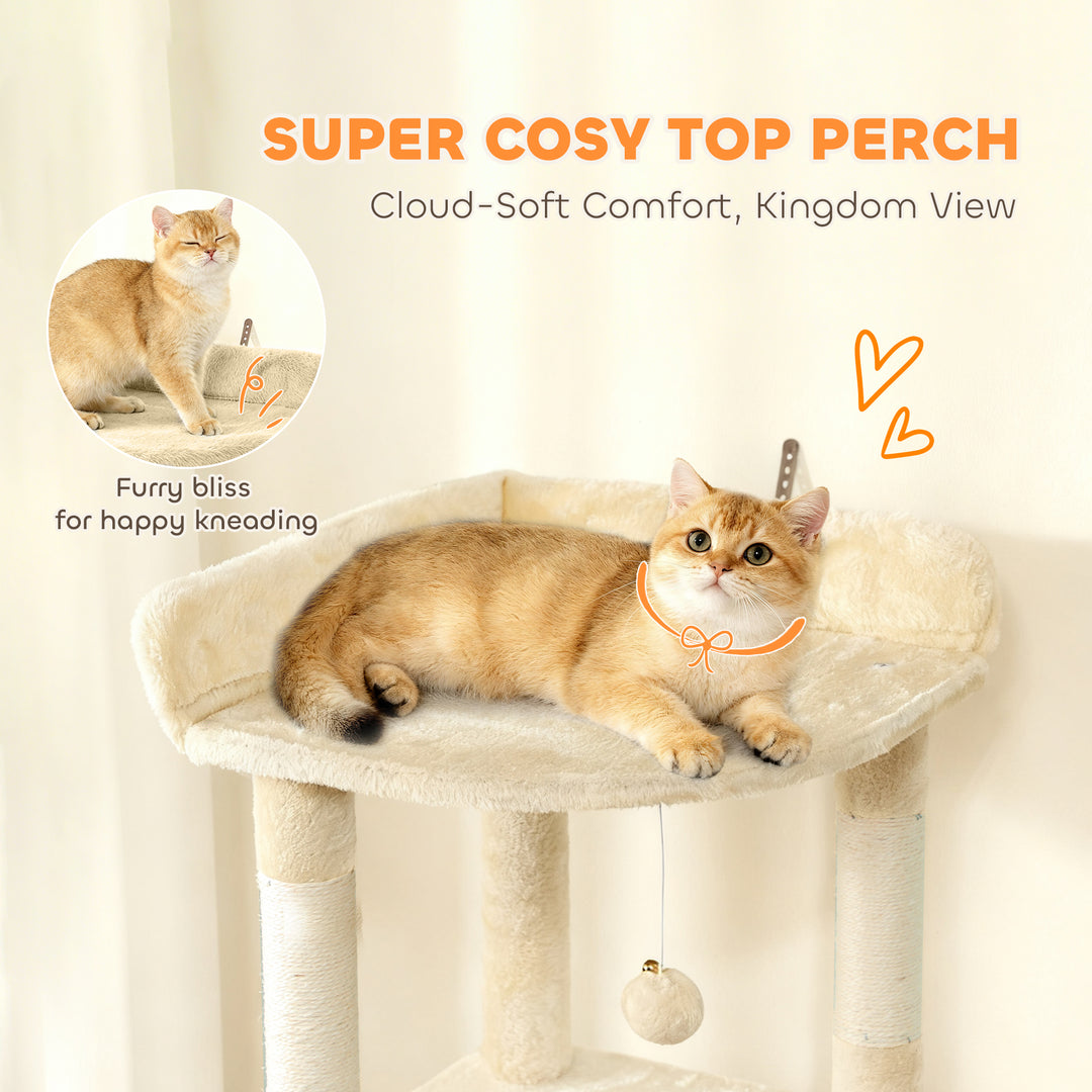 170 cm Large Cat Tree, Cat Tower with 7 Scratching Posts, Tunnel, 2 Co