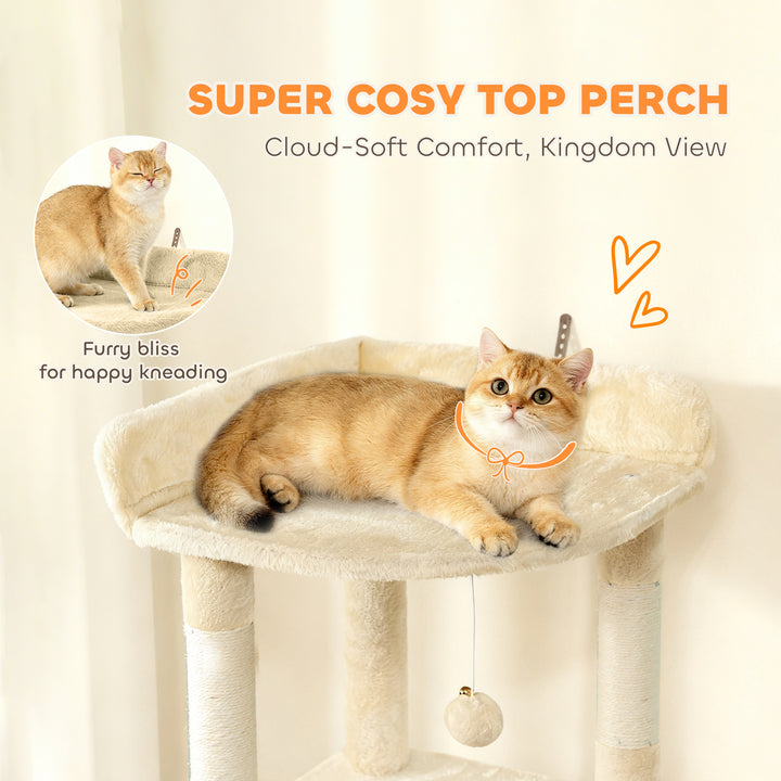 170 cm Large Cat Tree, Cat Tower with 7 Scratching Posts, Tunnel, 2 Co