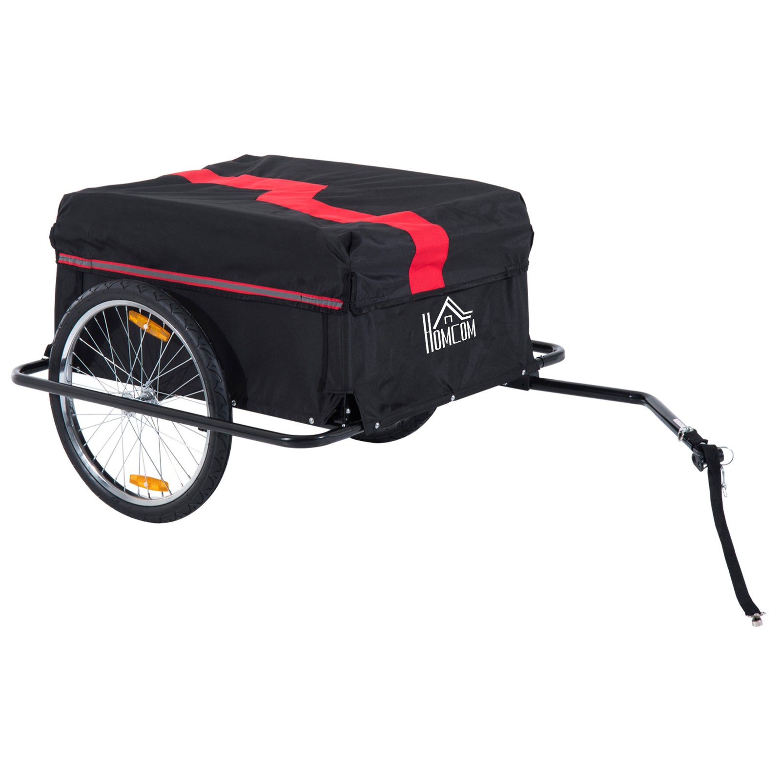 Two-Wheel Bicycle Large Cargo Wagon Trailer Oxford Fabric, Folding Storage, & Removable Cover, Red&Black