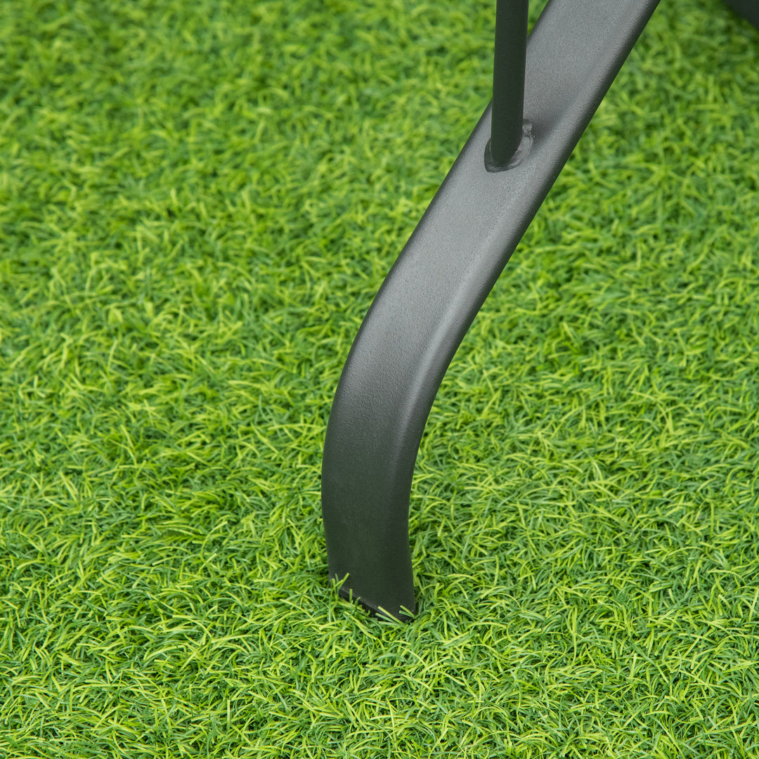 MCL Square Outdoor Garden Dining Table with Parasol Hole, Tempered Glass Top, Steel Frame for Garden, Lawn, Patio, Black