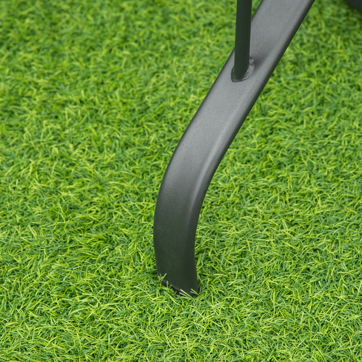 MCL Square Outdoor Garden Dining Table with Parasol Hole, Tempered Glass Top, Steel Frame for Garden, Lawn, Patio, Black