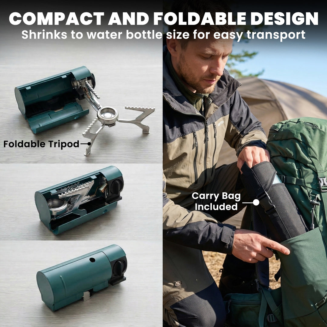 2670W Foldable Camping Stove with Safety Shut-Off, Piezo Ignition Gas 