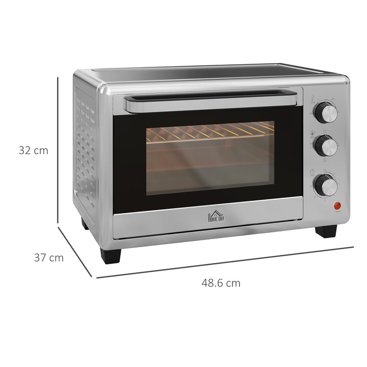 HOMCOM 30L 60-230°C Mini Electric Oven, with Accessories - Silver Tone | Aosom UK