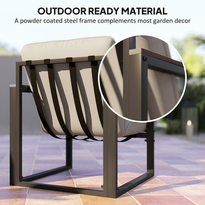 Garden Furniture Set, 4 Piece Indoor Outdoor Conservatory with Loveseat Sofa, Armchairs, Glass Top Coffee Table, Cushions for Balcony, Poolside, Patio, Dark Grey