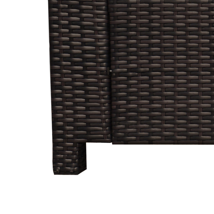 3 Seater Rattan Sofa, All-Weather Wicker Weave Metal Frame Chair with Fire Resistant Cushion, Brown
