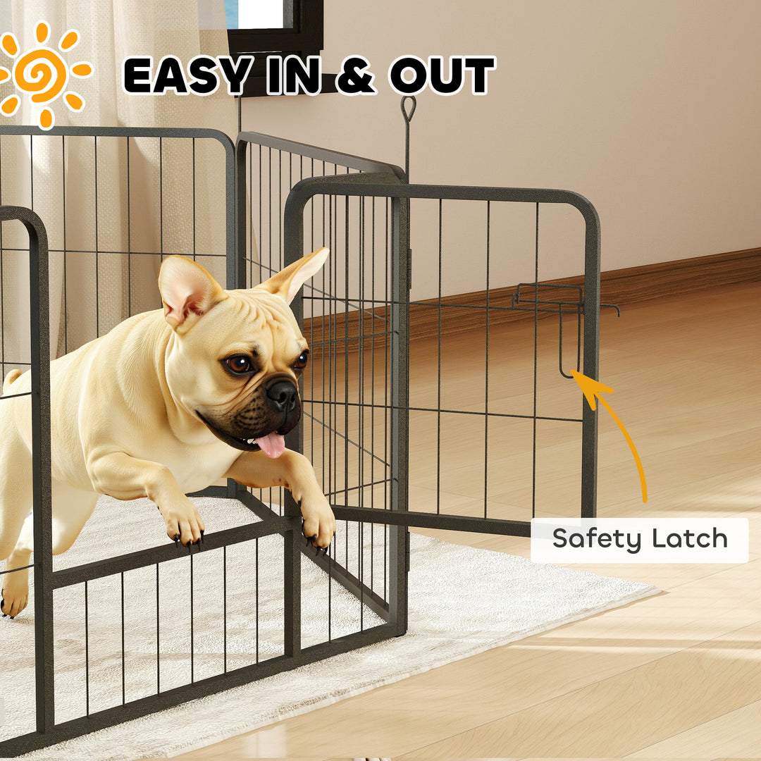 6 Panels Dog Playpen, Portable Detachable Puppy Pen with Door, for Small Dogs, 60cm High, Grey