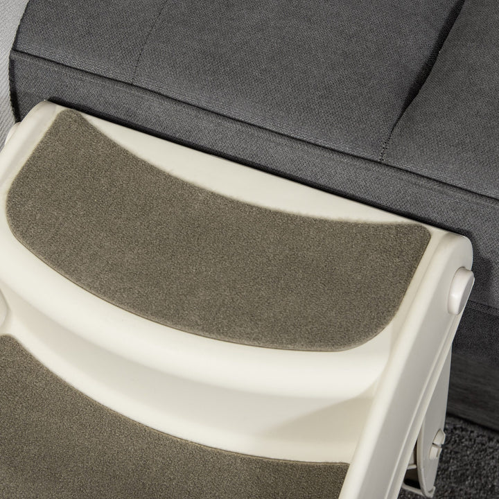 MCL Foldable Pet Stairs Portable Dog Steps 3-Step Design with Non-slip Mats for High Beds, Sofas, 49 x 38 x 38 cm, Cream