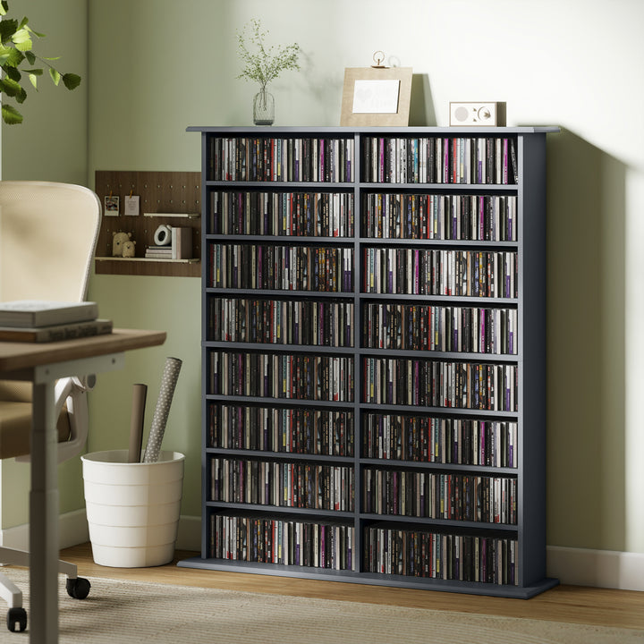 16-Compartment Media Shelf - Grey