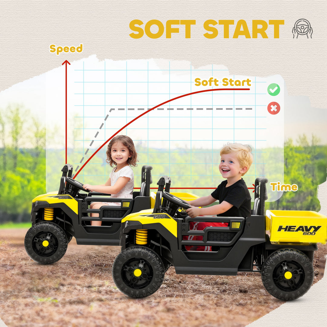 Kids Ride on Car, 12V Electric Kids UTV with Electric Dump Bed, 4-Wheel Suspension for 3-8 Years
