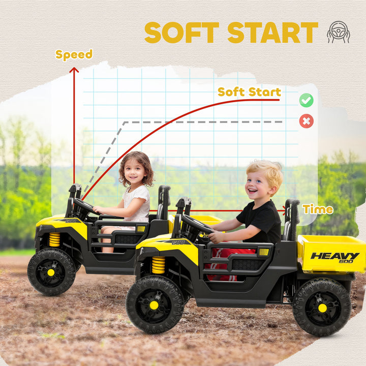 Kids Ride on Car, 12V Electric Kids UTV with Electric Dump Bed, 4-Wheel Suspension for 3-8 Years