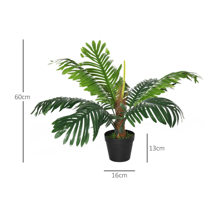 2 Pack 60cm Artificial Palm Tree Decorative Plant with Nursery Pot, Fake Tropical Tree for Indoor Outdoor Décor