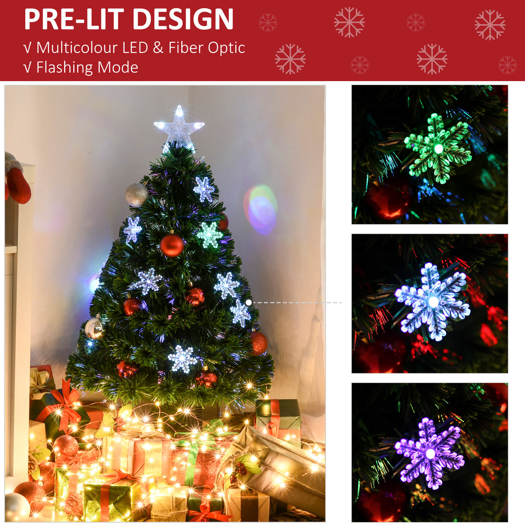 HOMCOM 3ft Fibre Optic Christmas Tree 90cm W/ Showflakes, Green